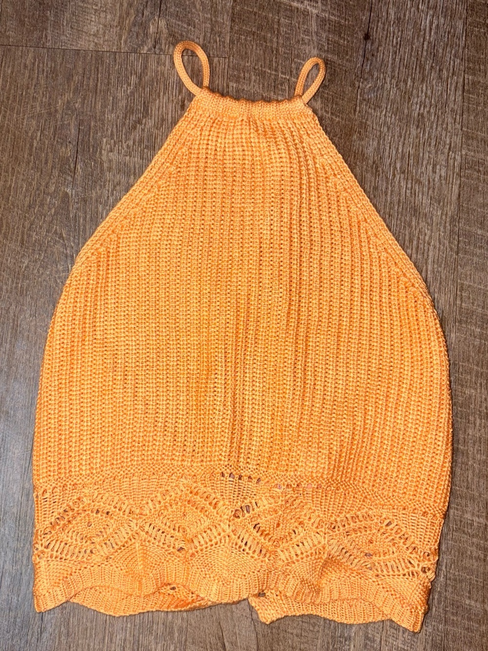 Orange Sunshine Knit Lace-Up Crop Top
